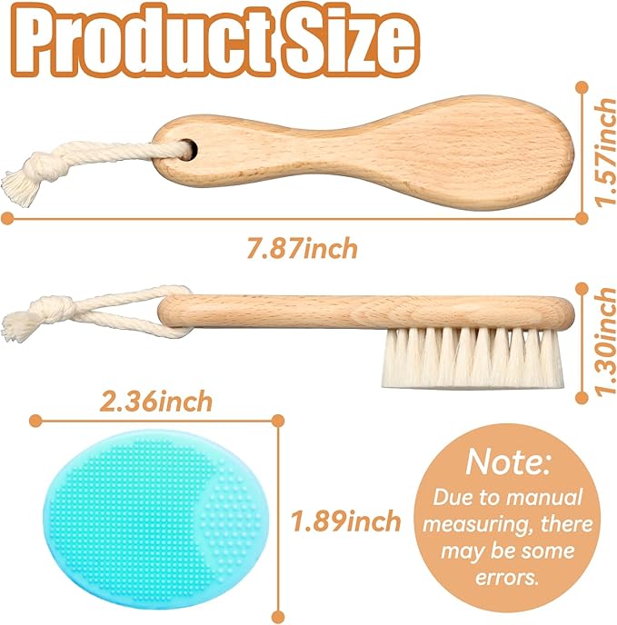 Wooden Soft Goat Bristles Brush with Baby Silicone Hair Scrubber Cradle Cap Brush for Newborns, Toddlers, Infant, Baby Hair Care Kit (Green)