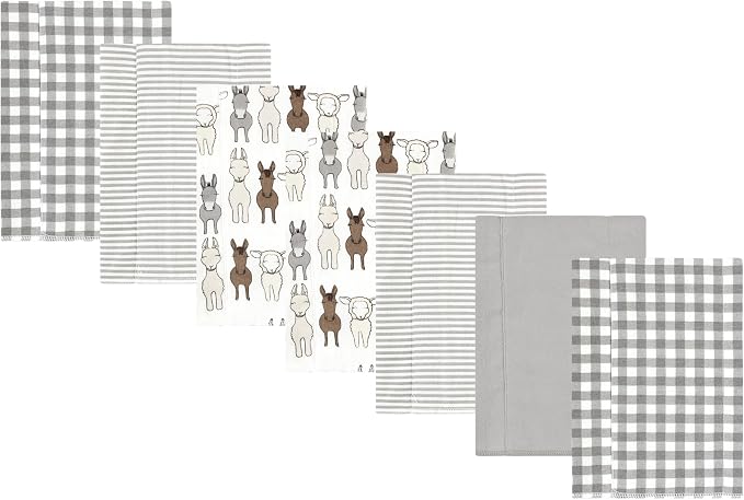 Luvable Friends Hudson Baby Flannel Burp Cloths 7pk, Farm Friends Pastel by Luvable+Friends