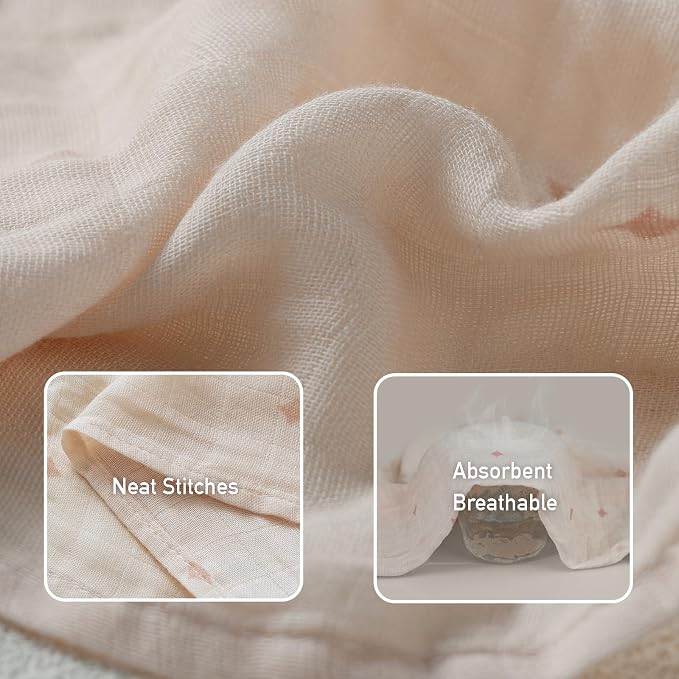 GLLQUEN BABY Muslin Swaddle Blankets 4Pk Receiving Blanket Large 35" x 40" | - Image 9