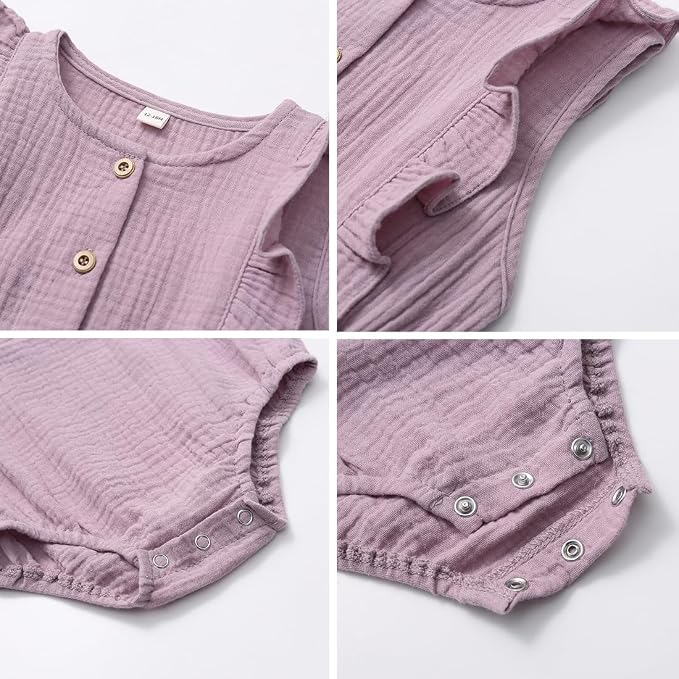 Baby Girl Bubble Romper Muslin Cotton Newborn Summer Clothes, 0-18M | Baby - Image 3