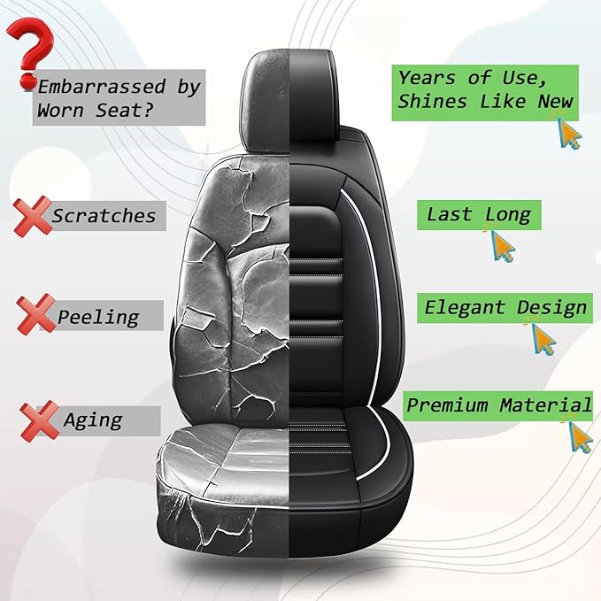 Seat Cover for Ford Explorer 2011-2025 | Car Seat Covers Front Seats, Waterproof Seat Protectors, Automotive Front Seat Covers (Front Seat, Black&White Line)