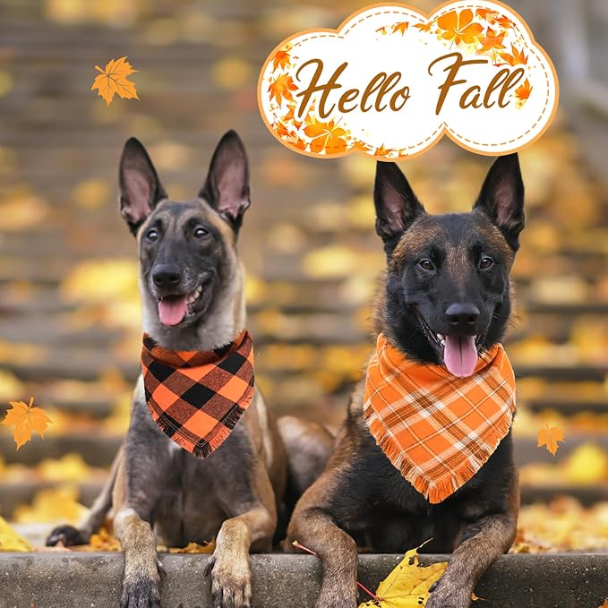 Kytely Dog Bandanas Fall Thankgiving XLarge 2Pack, Plaid Pet Scarf - Image 7