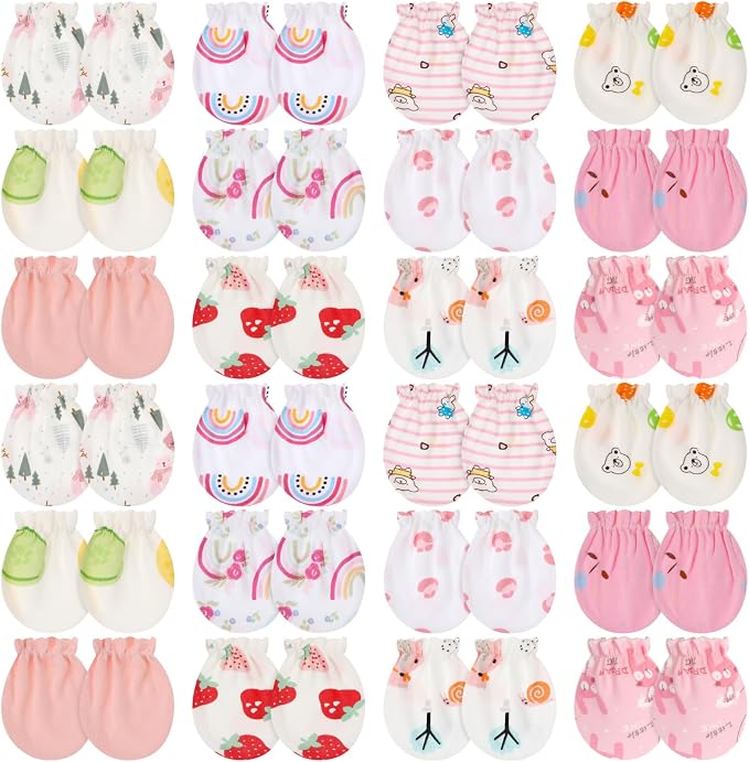Geyoga 24 Pairs Newborn Baby Mittens No Scratch by Geyoga