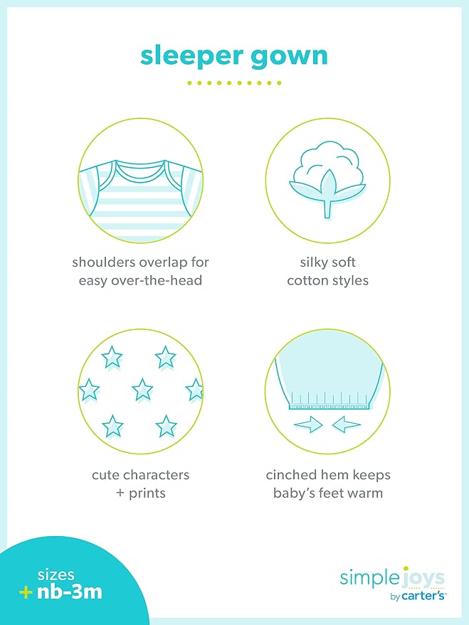Simple Joys by Carter's Baby 3-pack Neutral Cotton Sleeper Gown - Image 6