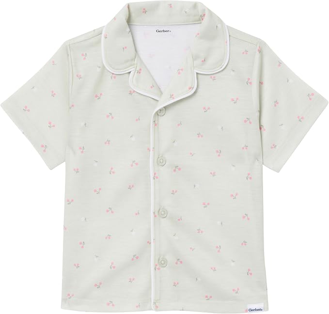 Gerber Baby & Toddlers Girls 2 Piece Coat Style Pajama Short Set - Image 5