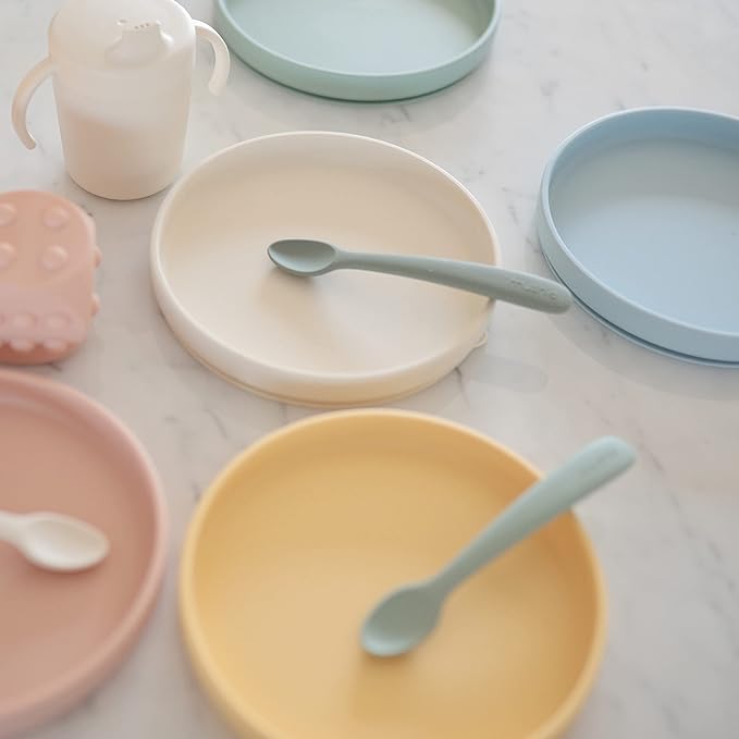 mushie Classic Silicone Suction Plate | BPA-Free Non-Slip Design (Stone)