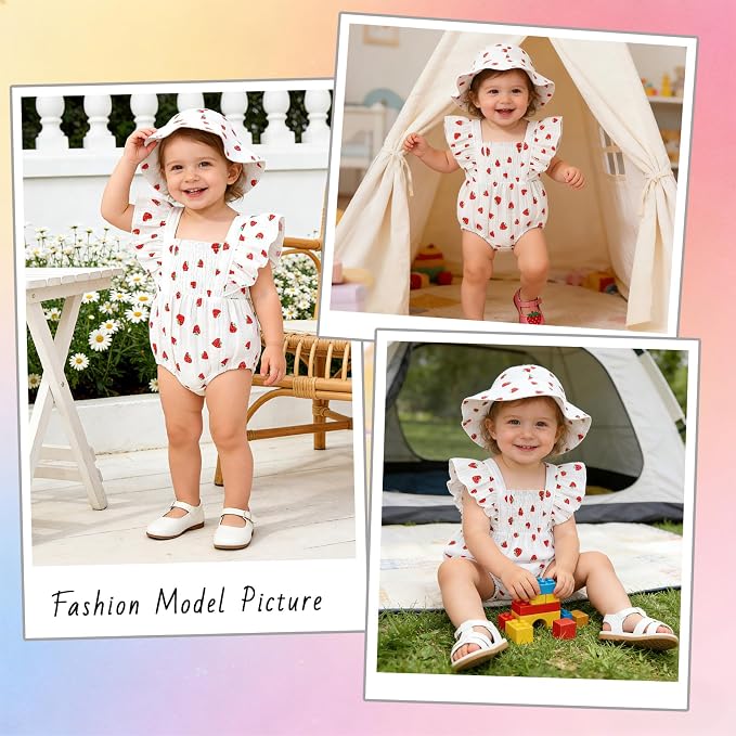 Baby Girl Floral Smocked Romper Outfit - Image 2