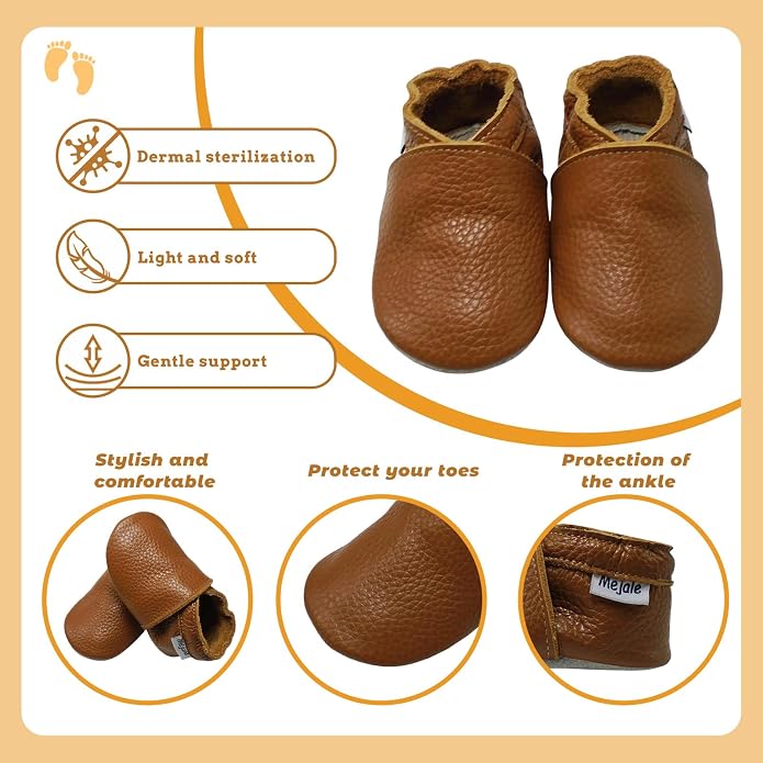 Mejale Baby Infant Toddler Shoes Slip-on Soft Sole Leather Moccasins Pre-Walkers - Image 4