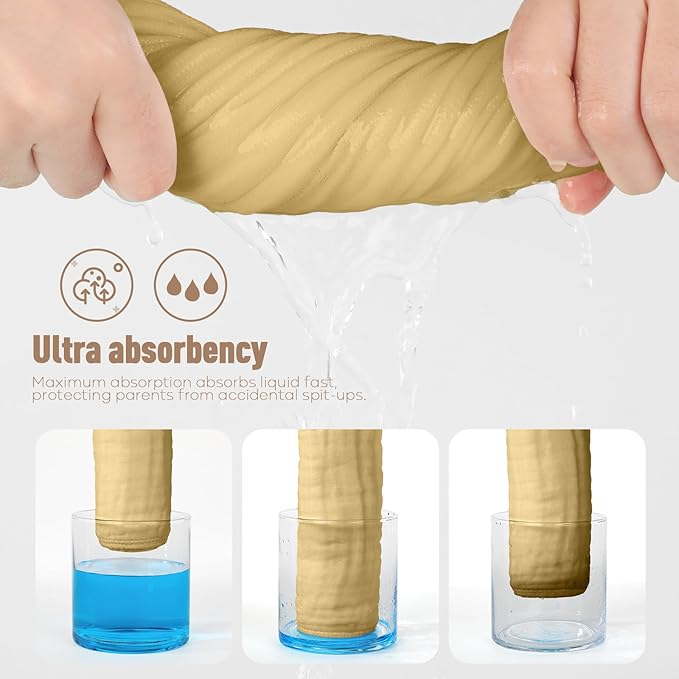 Yoofoss Muslin Burp Cloths for Baby 10 Pack 100% Organic Cotton Baby Washcloths for Boys Girls Large 20''X10'' Super Soft and Absorbent Gradient Brown