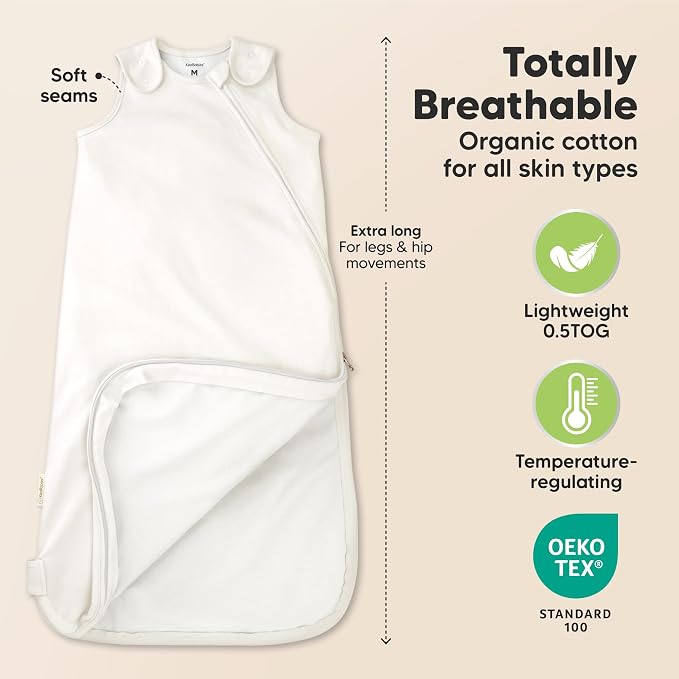 2-Pack Organic Baby Sleep Sacks, 100% Cotton 0.5TOG - Image 3