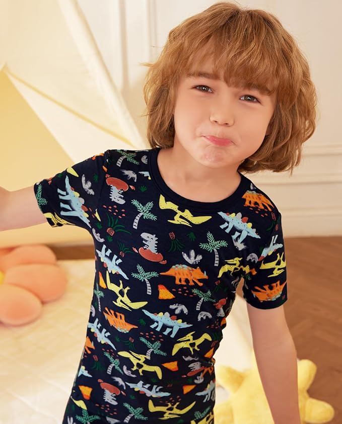 babee Reshinee Bamboo Viscose Toddler Boys Pajamas Set, Short Sleeve Kids - Image 6