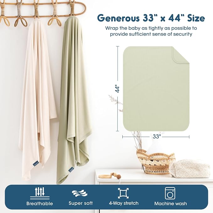 2 Pack Newborn Swaddle Blanket, Ultra Soft Stretchy Jersey Knit Extra Large - Image 3