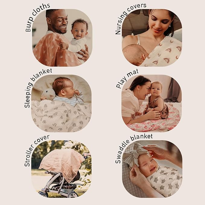 GLLQUEN BABY Muslin Swaddle Blankets 4Pk Receiving Blanket Large 35" x 40" | - Image 5