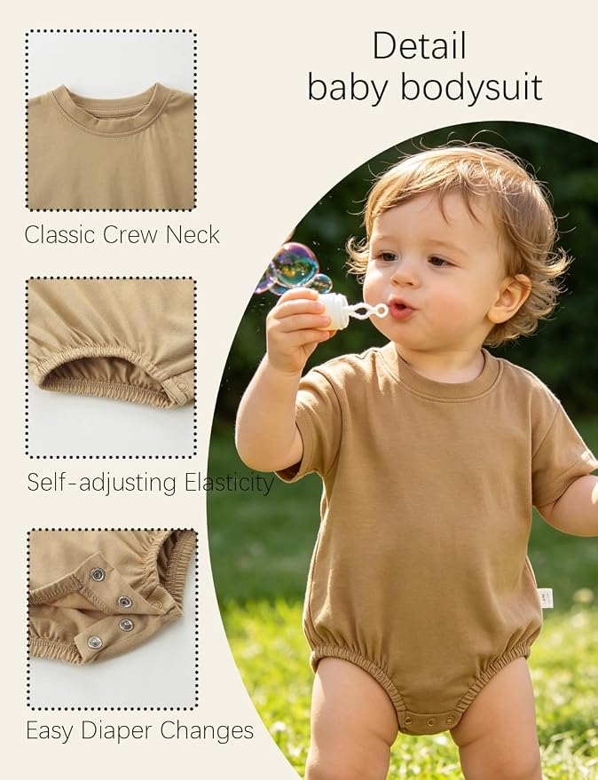 Baby Bubble Onesie Romper 100% Organic Cotton Clothes Short Sleeve Summer Solid - Image 4