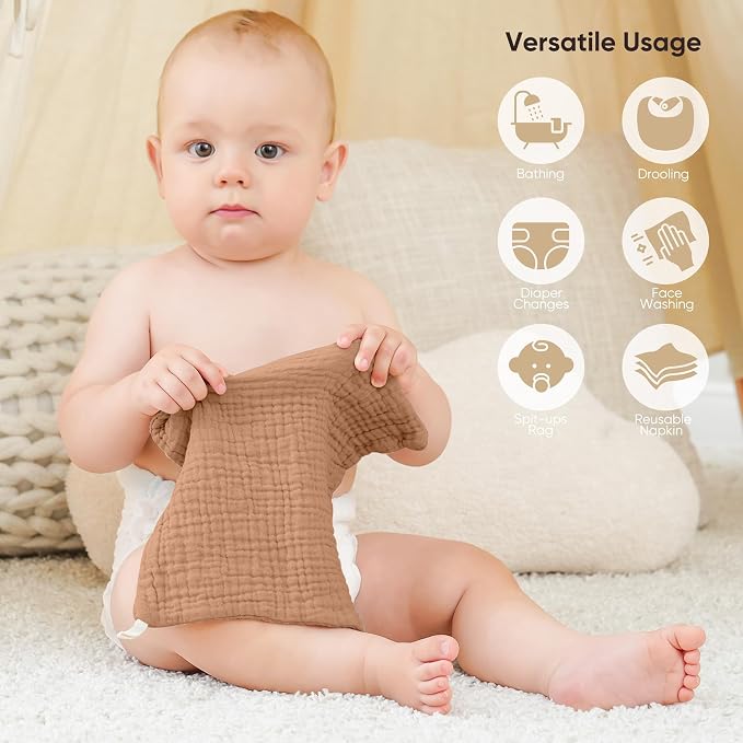 Bearmoss Muslin Burp Cloths 100% Cotton Cloths Baby Burp Cloths Muslin - Image 6