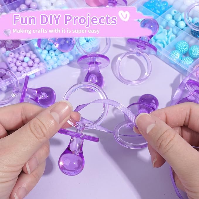 72 Pcs Baby Shower Pacifiers, 2.75’’ Plastic Pacifiers for Baby Shower Game, Baby Shower Decoration DIY, Gender Reveal Party Table Scatter/Baby Shower Party Favors, Purple