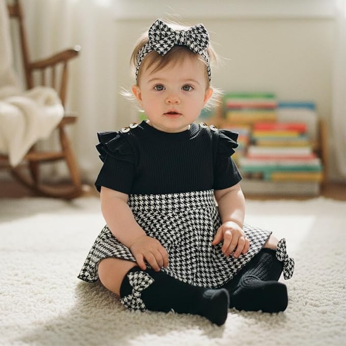 Giraropa Newborn Baby Girl Clothes Smocked Bubble Romper Dress + Socks + - Image 4