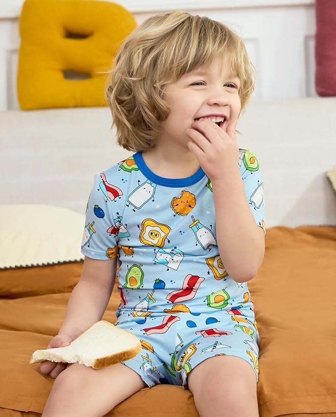 babee Reshinee Bamboo Viscose Toddler Boys Pajamas Set, Short Sleeve Kids - Image 4