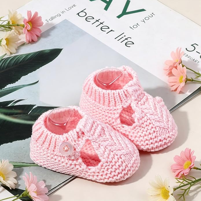 Newborn Baby Boy Girl Knit Booties Soft Sole Non-Slip First Walking Shoes | - Image 5