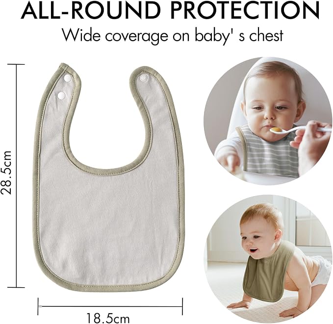 10 Pack Cotton Snap Bibs for Baby Boy Girl, Super Soft Drool Bibs for Teething - Image 6