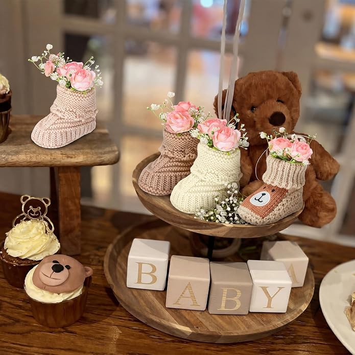 Glitopper 4 Set Baby Shower Table Decorations Booties Bulk - Image 5