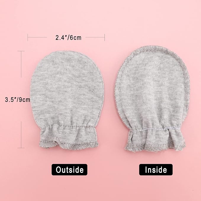 AQOKKA Newborn Baby Mittens No Scratch Cotton Elastic Wrist Gloves Infant - Image 2