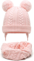 Duoyeree Toddler Winter Hat, Earflap Double Pom Pom Knit Beanie 0-36M by Duoyeree