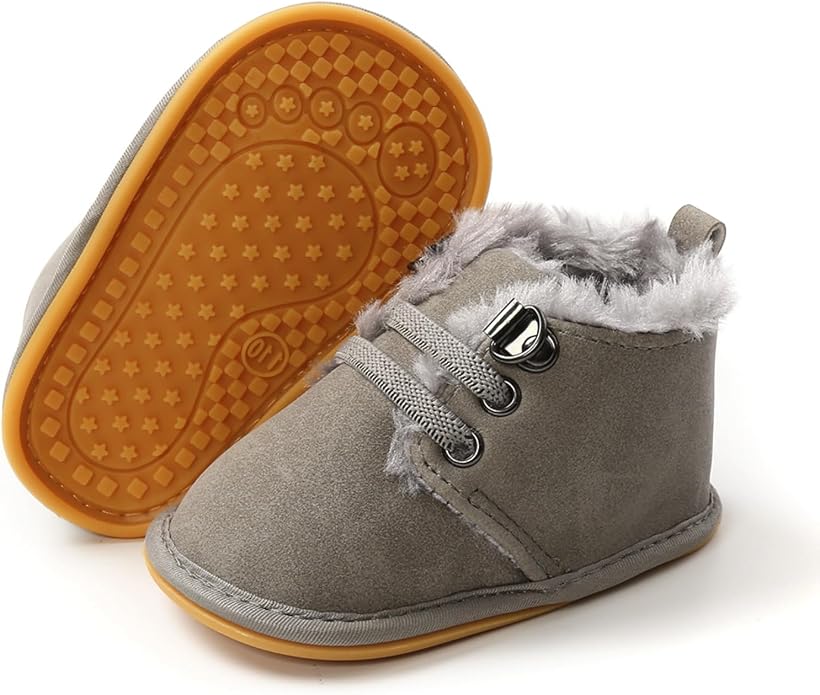 Baby Boys Girls Booties Fleece Anti-Slip Soft Sole Boots Toddler First Walker - Image 5