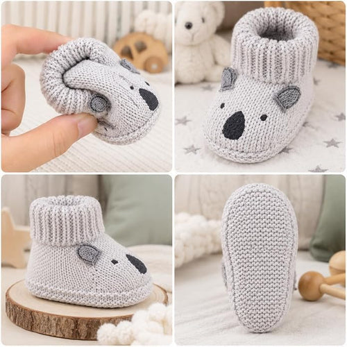 2 Pairs Baby Booties Newborn First Walkers Cozy Shoes Warm Knit Soft Booties - Image 2