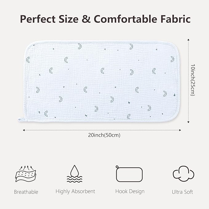 Susurration Muslin Burp Cloths, Soft Baby Burping Cloths - Image 2