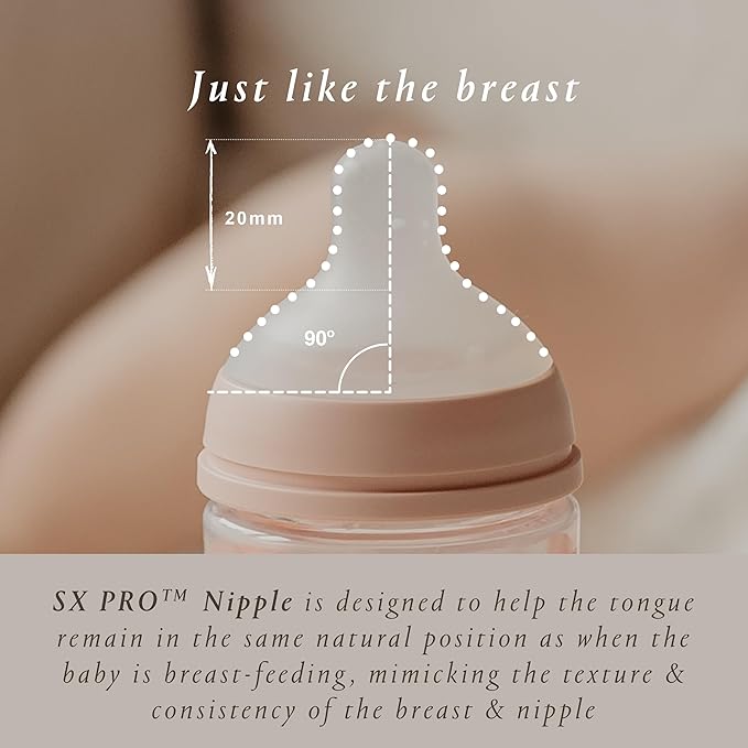 Suavinex Bonhomia Glass Baby Bottle with SX PRO Silicone Nipple, Anti Colic Baby Bottles, Baby Bottles for Breastfed Babies, Medium Flow, 3mo, 8oz, Mint