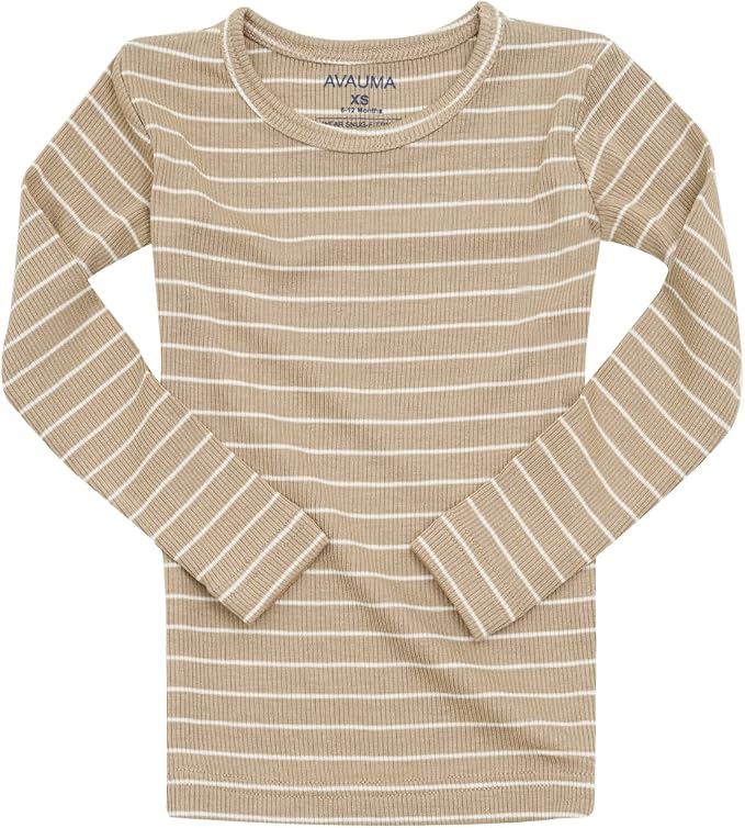 AVAUMA Stripe Pattern Baby Boys Girls Pajama Set Kids Toddler Snug fit Ribbed - Image 3