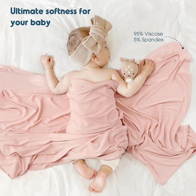 2 Pack Newborn Swaddle Blanket, Ultra Soft Stretchy Jersey Knit Extra Large - Image 5