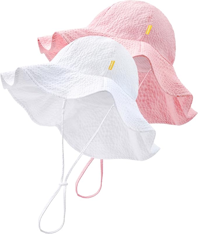 HONGTEYA Baby Sun Hat Wide Brim Adjustable Toddler Beach Bucket Hat | Soft by HONGTEYA