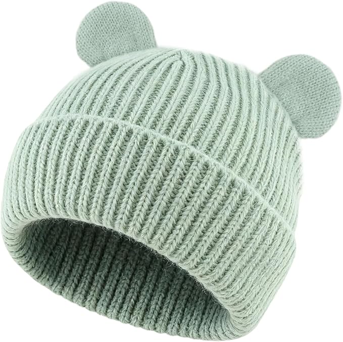 Bear Baby Beanie Knitted Baby Winter Hat Infant Toddler Boys Girls Beanie with Cotton Lining