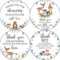 80 Pieces Cute Woodland Creature Thank You Stickers, Baby Shower Birthday Party Decorate Watercolor Forest Woodland Animals Theme Party Gift Wrap Bag Label Decorations, 4 Design Stickers