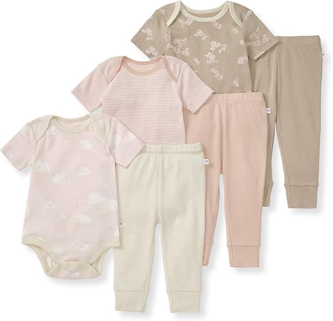 Burt Bees - 6Pk Baby Girl Organic Cotton Bodysuit & Pant Set, Ranunculus by BurtsBeesBaby