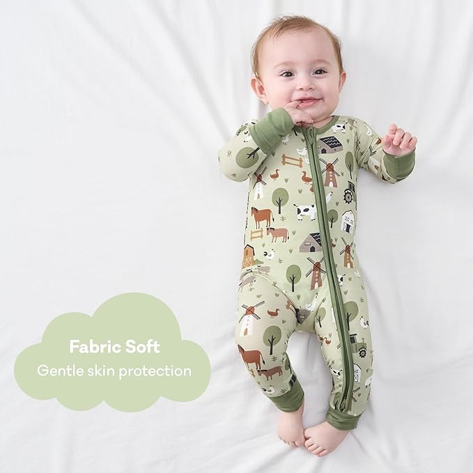 pureborn Baby Sleeper Viscose from Bamboo Zipper Footies Pjs 0-24 Months | - Image 3