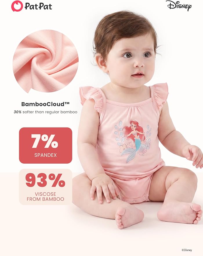 Disney Baby Girls Viscose Made from Bamboo 2 Packs Breathable Bodysuit - Image 3