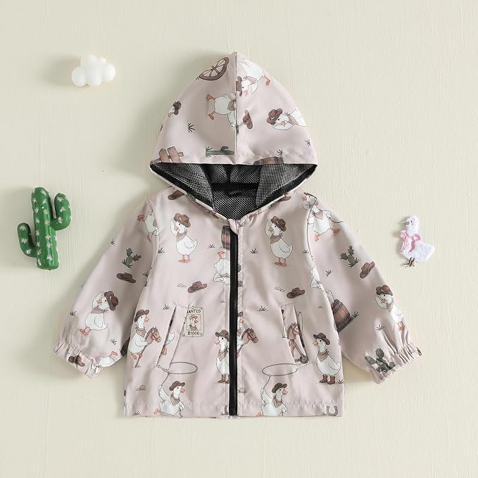 Toddler Baby Boy Lightweight Hooded Jacket Excavator Coat Outwear | Truck Print - Image 5