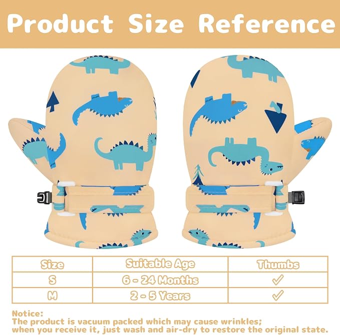 Olreco Baby Toddler Mittens Waterproof Infant Baby Winter Mittens Toddler Snow - Image 6