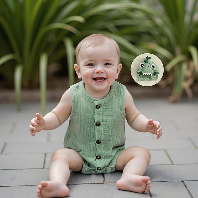 Newborn Baby Boys Rompers Hoodies Dinosaur Cartoon Infant Baby Toddler Onesie - Image 2