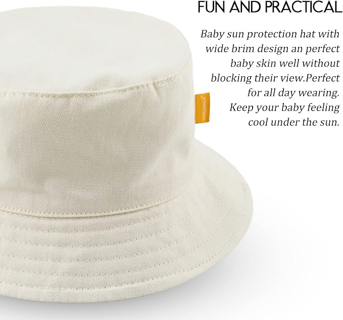 JANGANNSA Cotton Baby Sun Hat Infant Toddler Boys Girls Bucket Hats Summer Sun - Image 3
