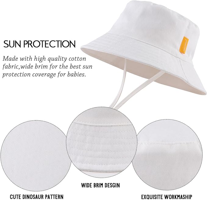JANGANNSA Cotton Baby Sun Hat Infant Toddler Boys Girls Bucket Hats Summer Sun - Image 5