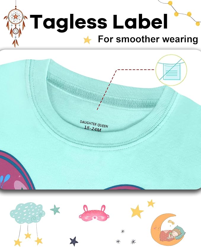 DAUGHTER QUEEN Girls Summer Pajamas Set 4 Pieces 100% Cotton Sleepwear Size 18 - Image 3