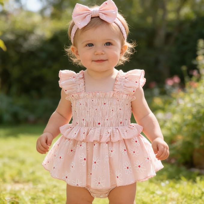 YOUNGER TREE Baby Girl Clothes Ruffle Romper Boho Dress Summer Cake Smash - Image 3