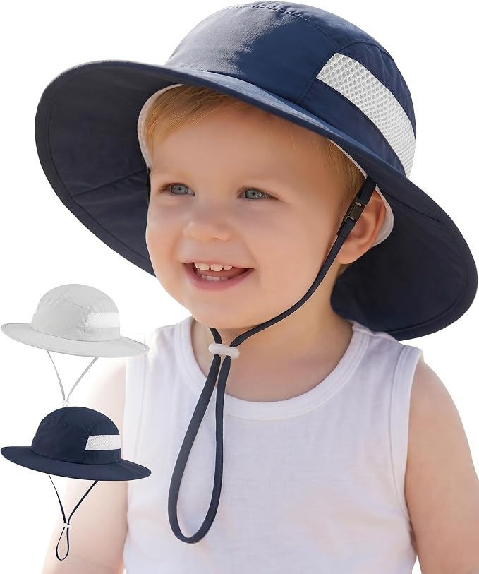 HONGTEYA 2 Pack Baby Sun Hat Infant Toddler Boys Girls Sun Protection Bucket by HONGTEYA