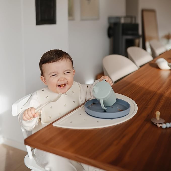 mushie Classic Silicone Suction Plate | BPA-Free Non-Slip Design (Stone)