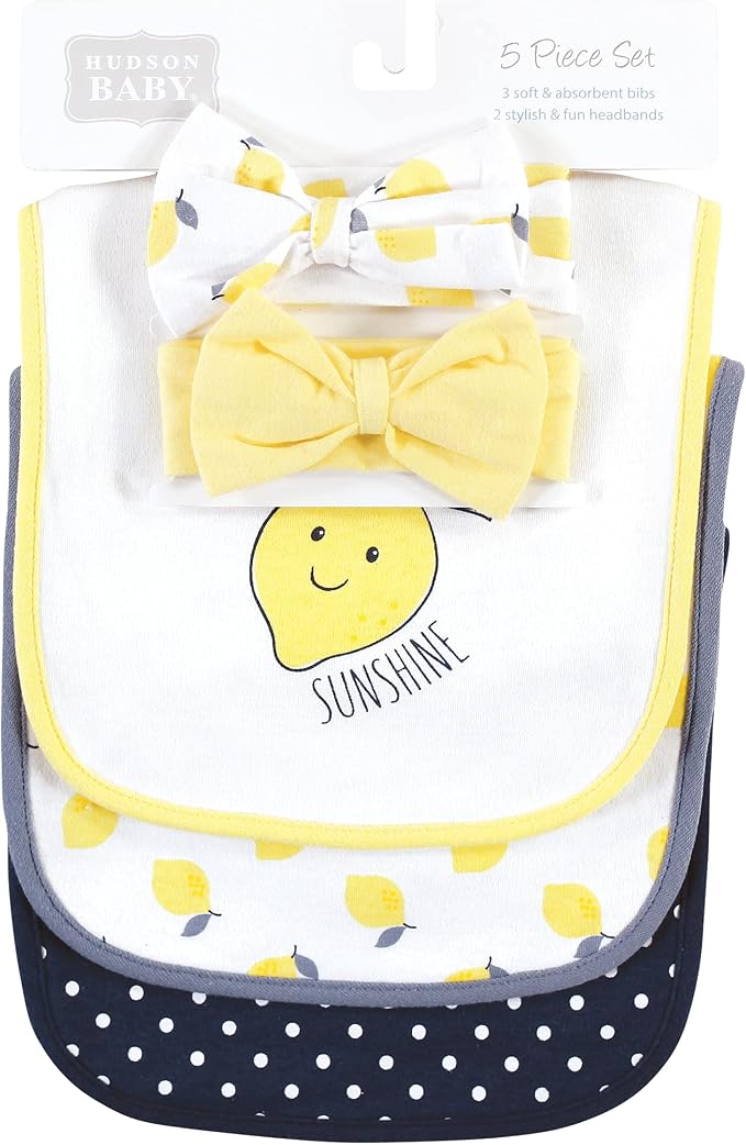 Hudson Baby Unisex Baby Cotton Bib and Headband Set - Image 2
