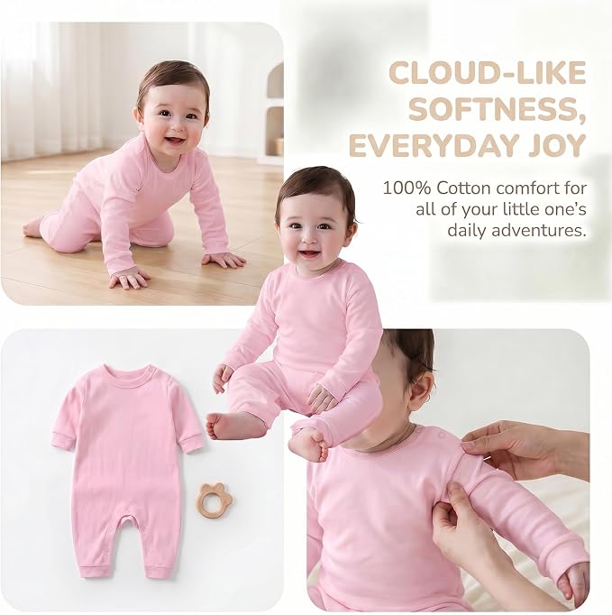 Unisex Baby romper, Long Sleeve 100% Cotton Baby Clothes, Baby Footless Jumpsuit - Image 3